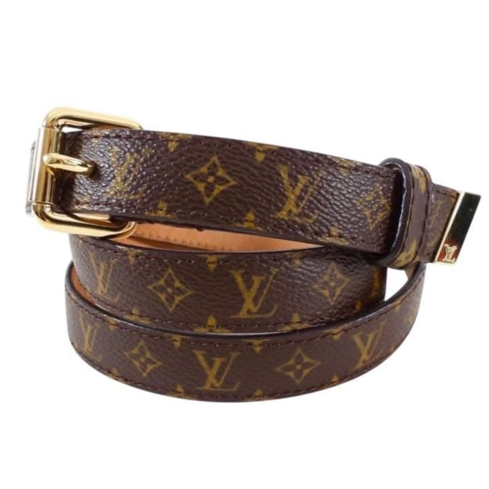 Louis Vuitton Brown Monogram Wrap Belt with Gold Hardware